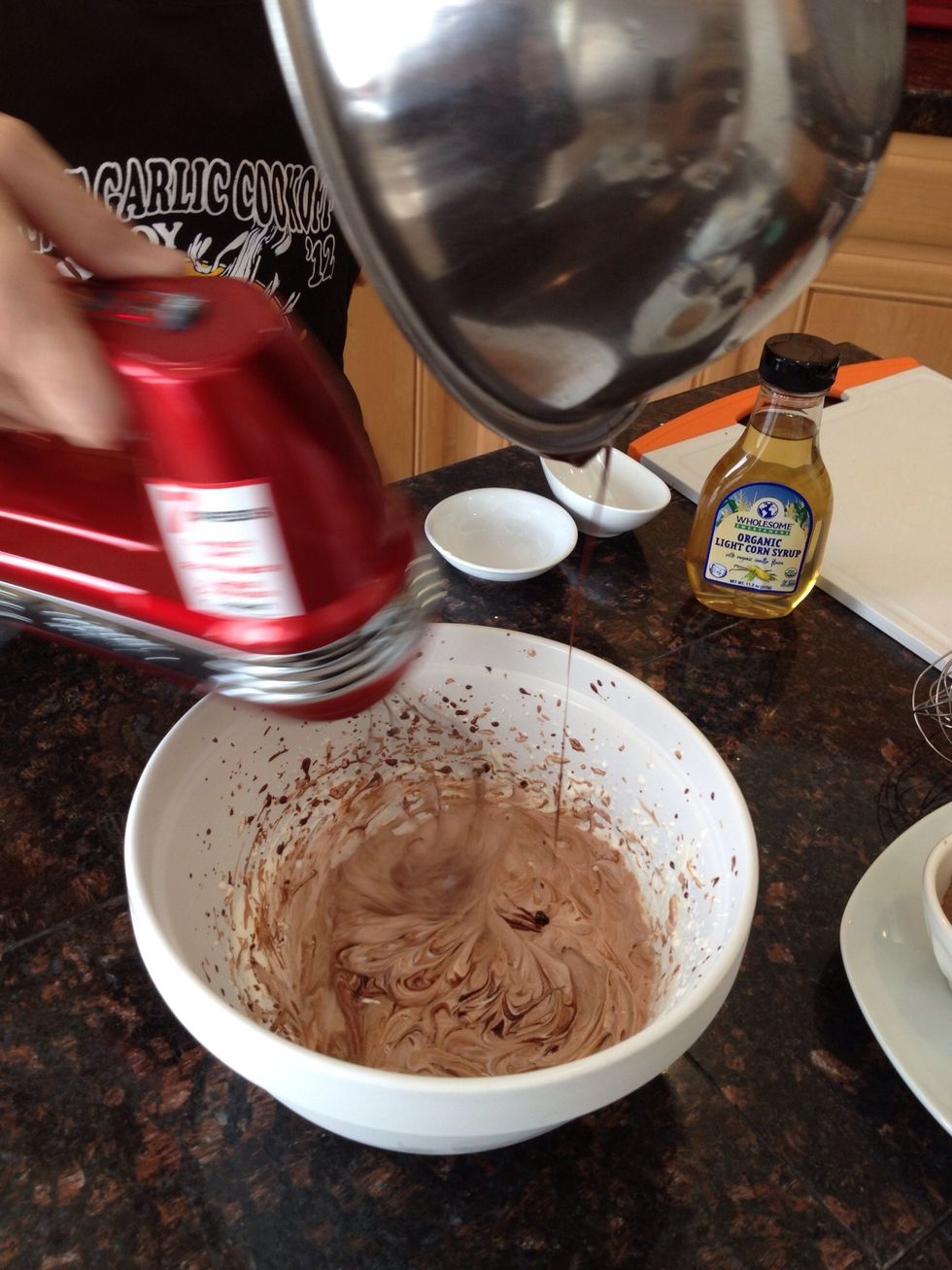 Whip the cream and ganache together.