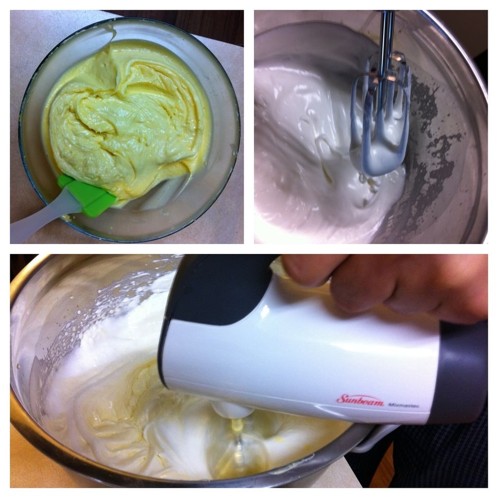 Whip the egg white mix egg yolk mix together.