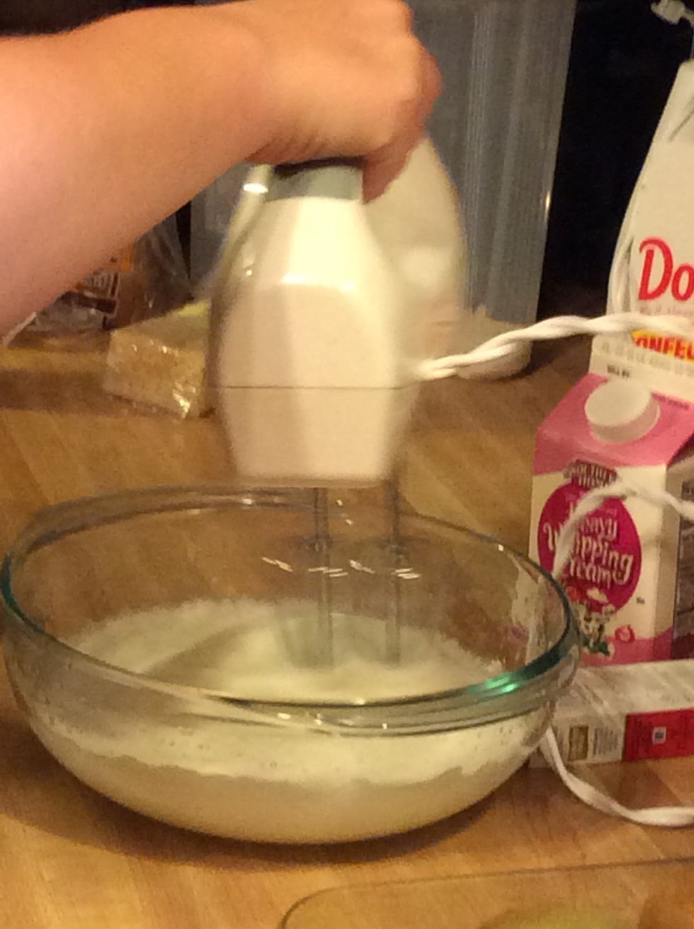 Whip the eggs until stiff