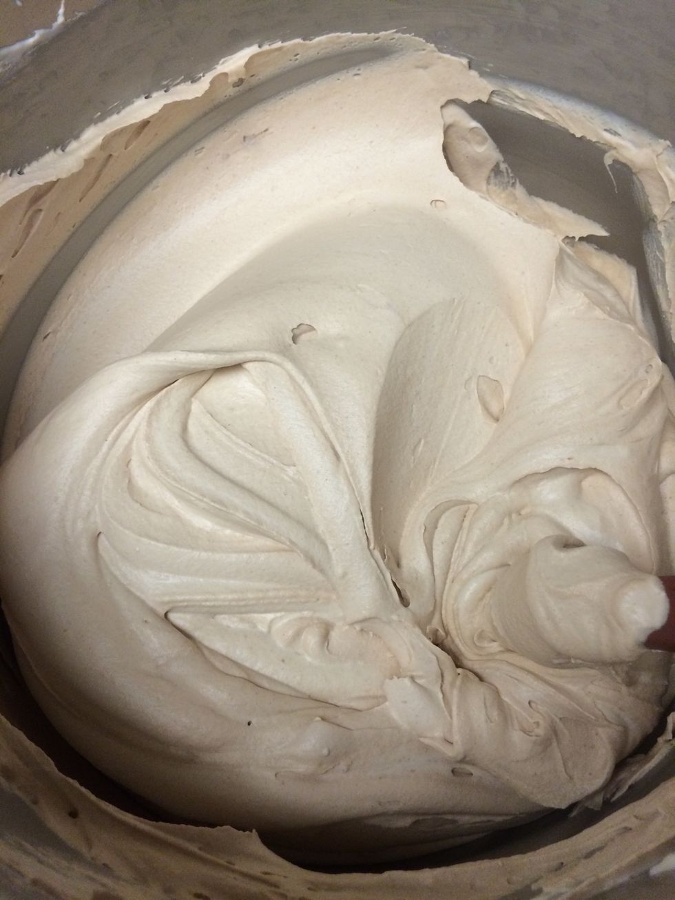 Whipped until thick and light, not over whipped. Too much air in the mousse will make it "foamy like". I needed to make this mousse two more times to fill all the tart shells.