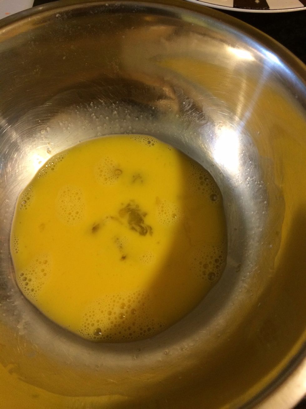 Whisk 3 eggs to coat your chicken