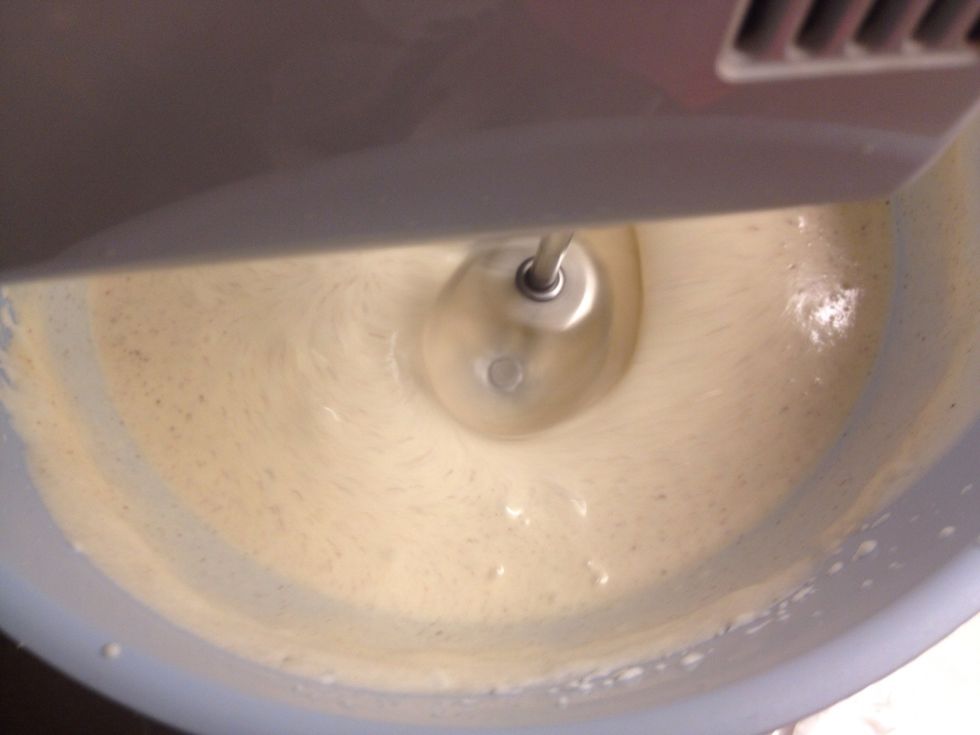 Whisk again to incorporate the eggs & sugar with the cream.