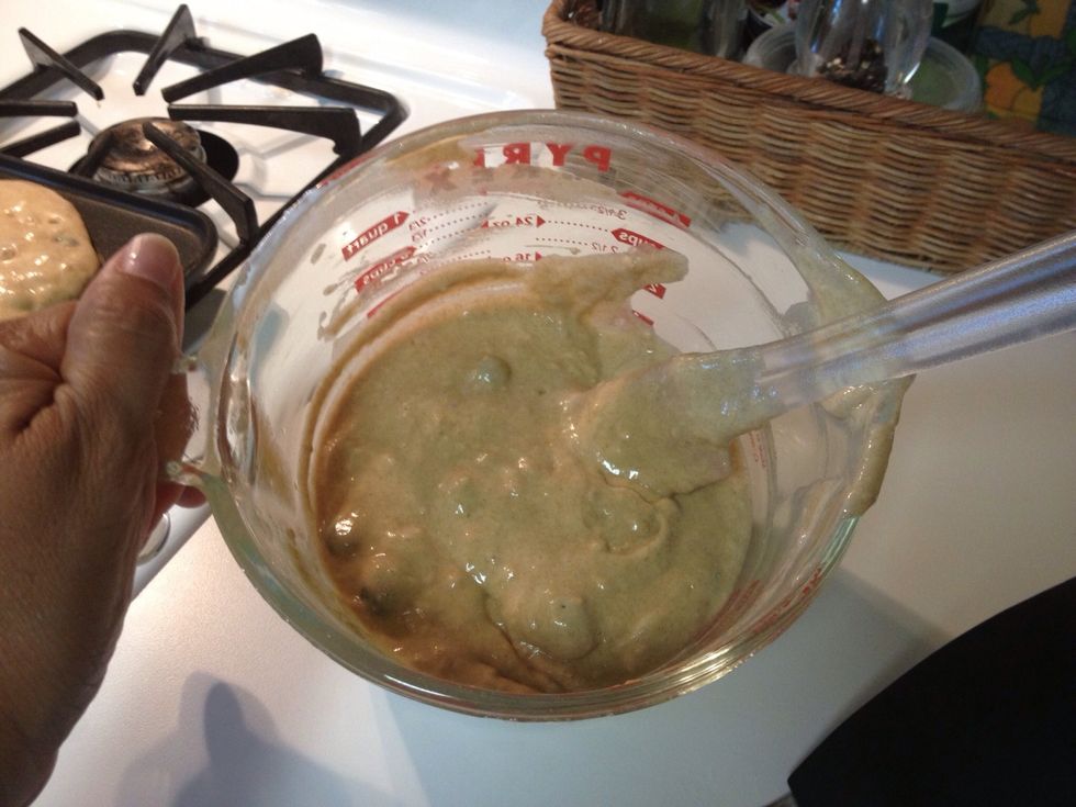 Whisk dry ingredients with no lumps. Another bowl whisk wet ingredients. Combine wet and dry ingredients until moistened. Heat griddle over medium heat.