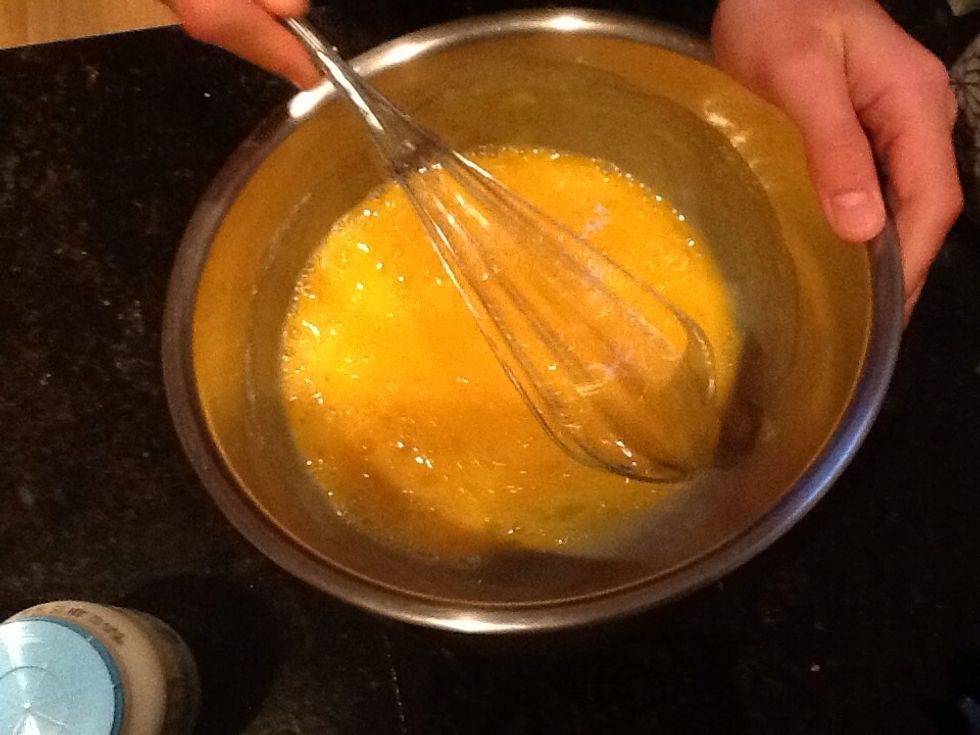 Whisk egg and castor sugar together