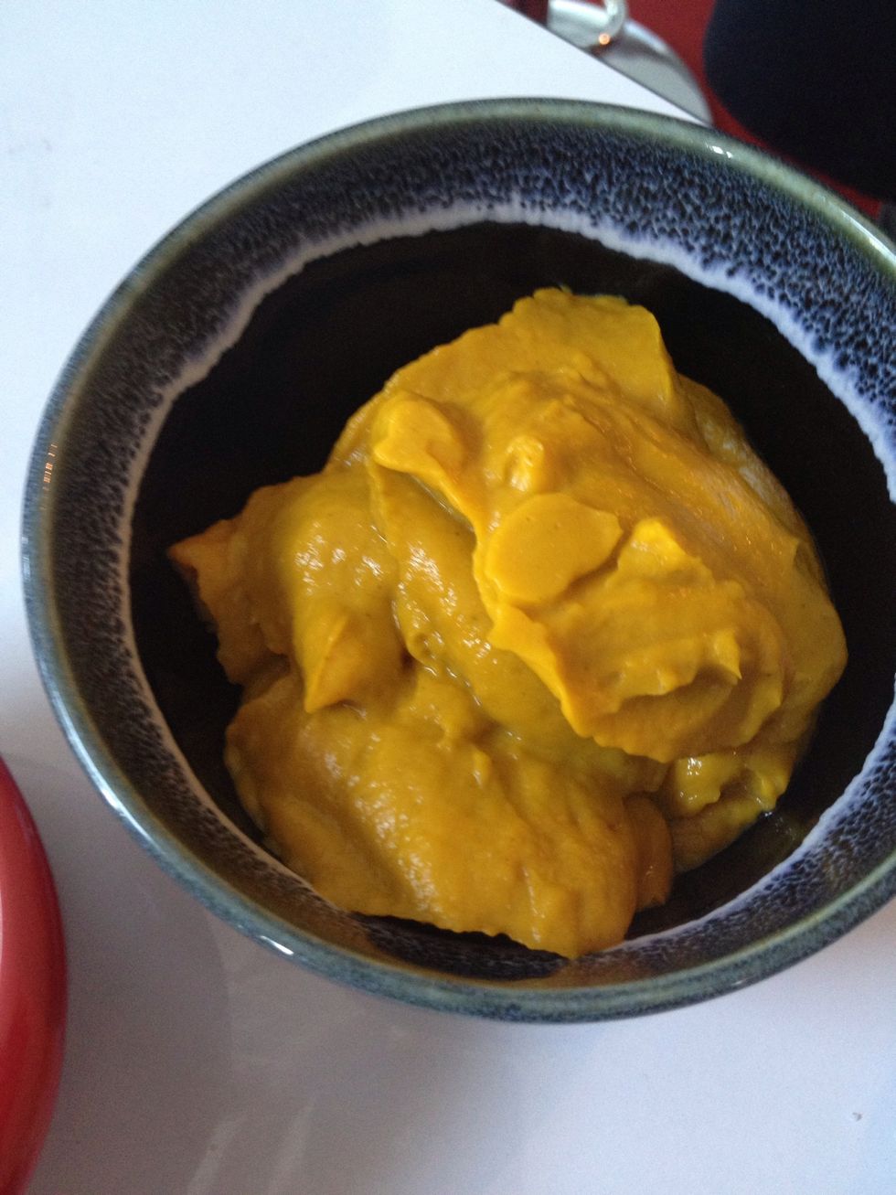 Whisk in cinnamon, salt and cream. U can substitute cream with milk or evaporate milk.