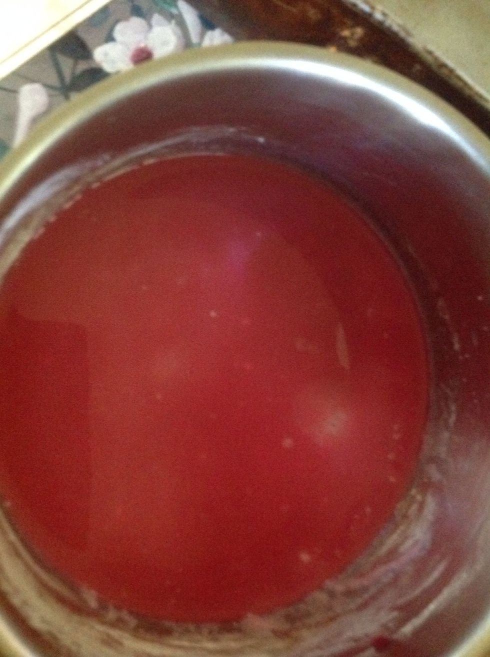 Whisk in juice and gelatine into the saucepan until blended