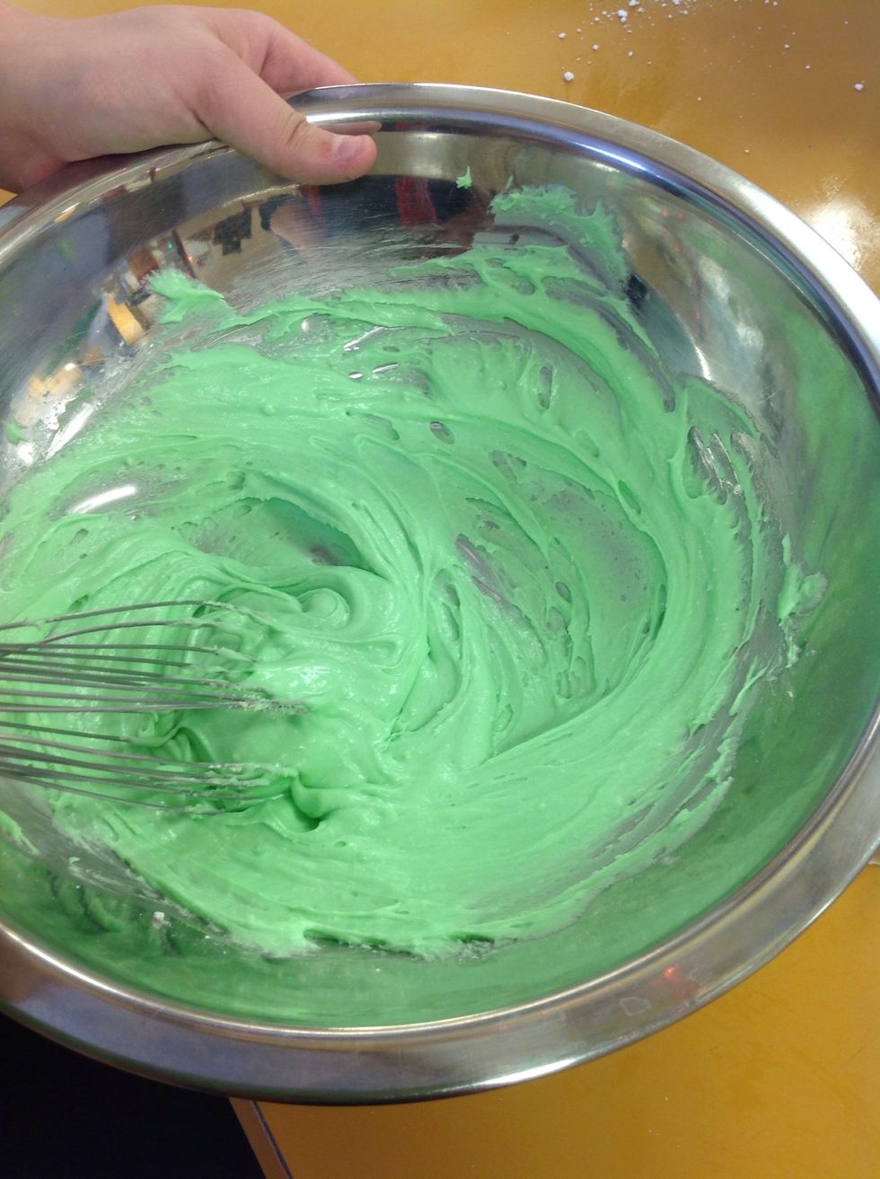 Whisk it until it is completely smooth. There should be no chunks of powdered sugar at all. Take your time to make sure it is extremely smooth. If it seems to thick to spread add 1 TBS of milk.