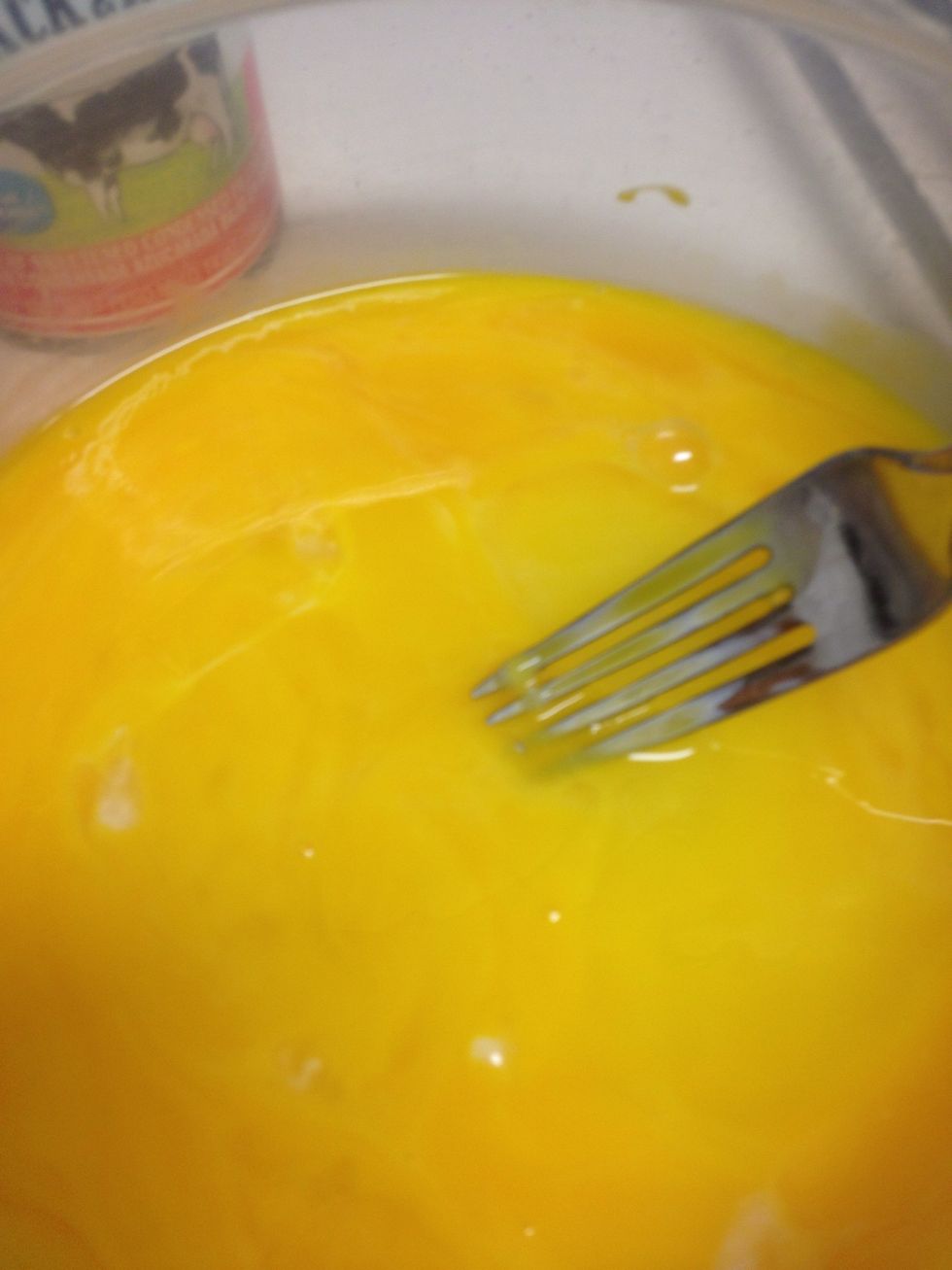 Whisk it until it turns golden yellow,