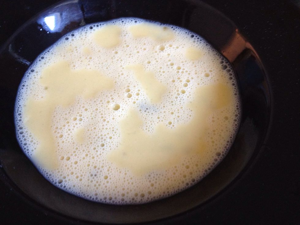 Whisk one egg in another bowl with a tbsp water