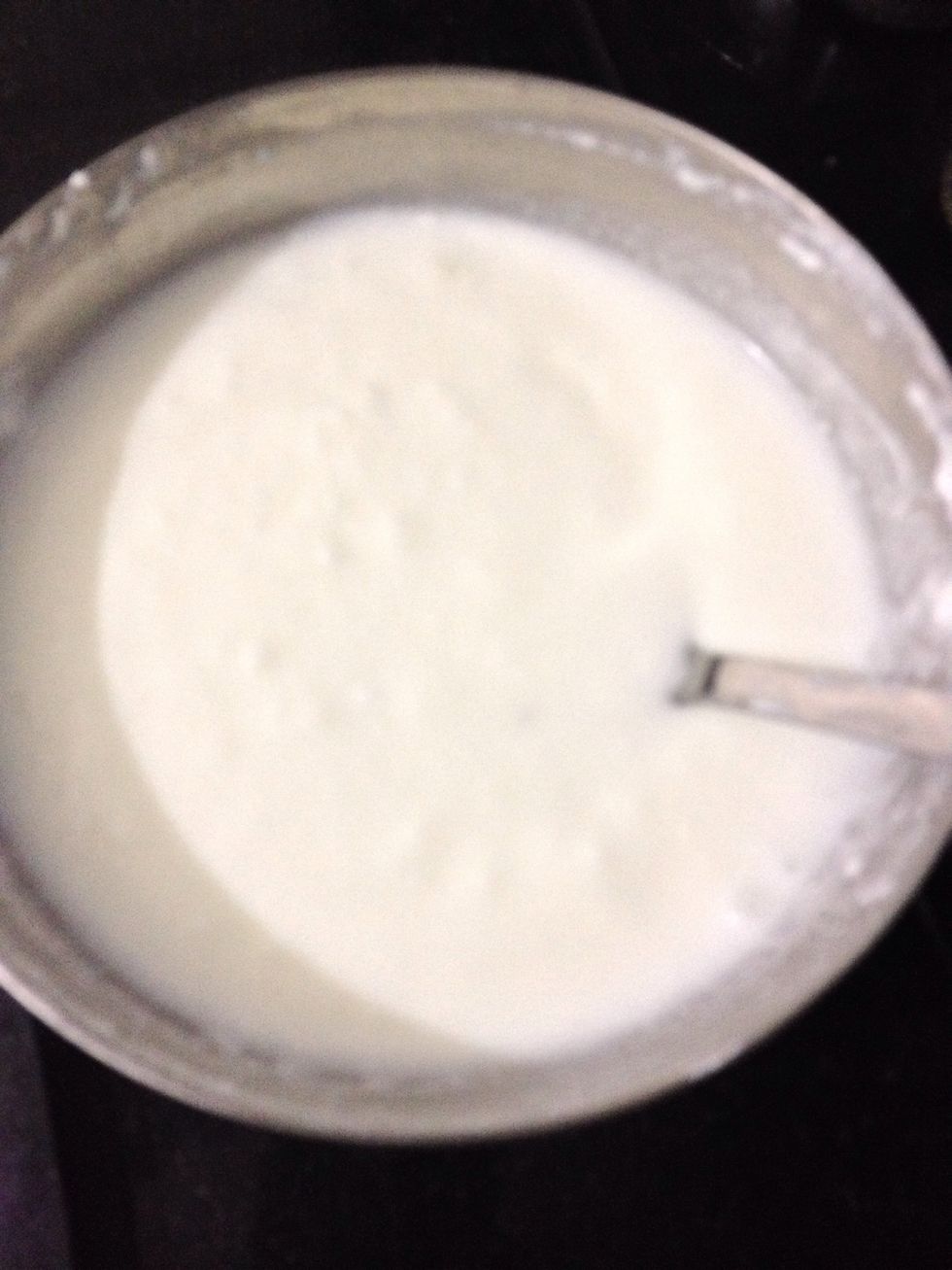 Whisk the curd to a smooth consistency.