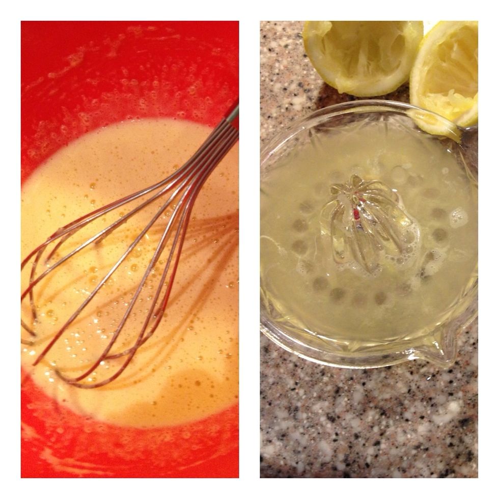Whisk the egg yolks with the sugar. Add the juice of a lemon. Use the leftover egg whits to make merengue.