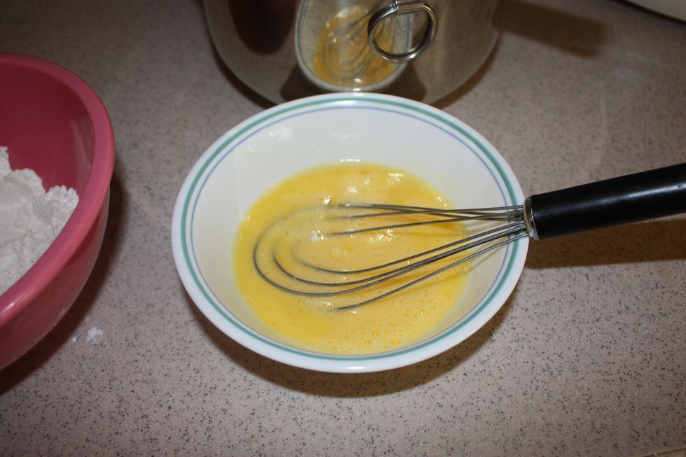 Whisk the eggs and set aside.