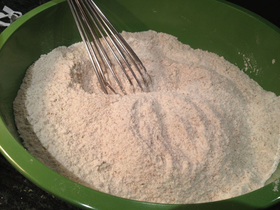 Whisk the flours together so it's evenly distributed.