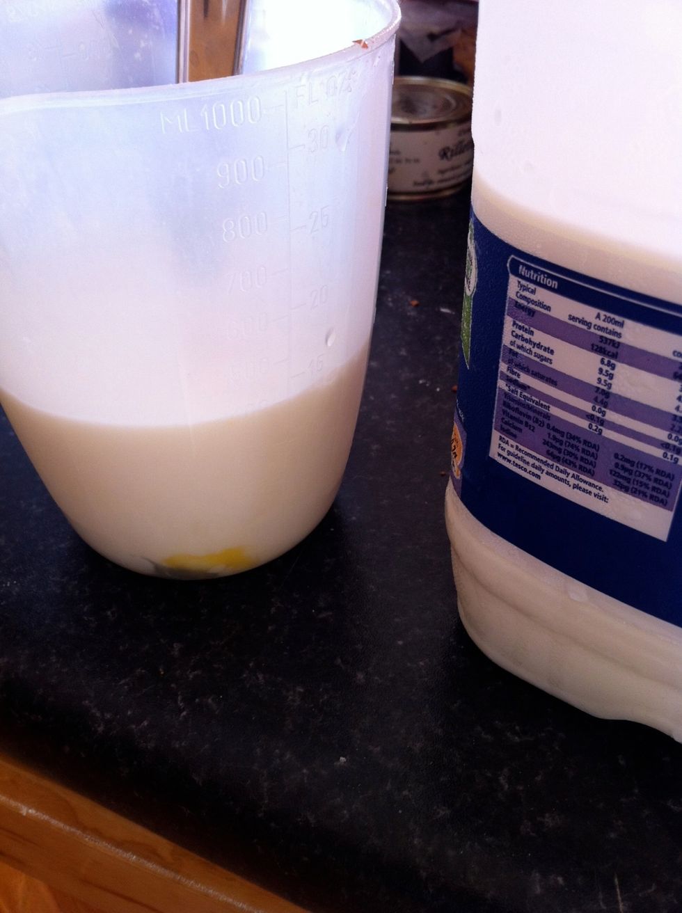 Whisk the milk and eggs together. These are your wet ingredients