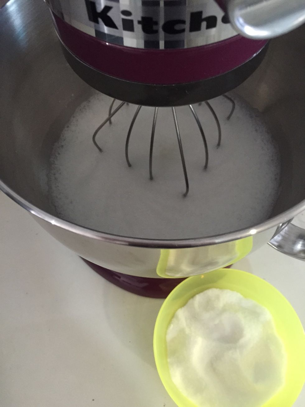 Whisk the white until foamy on medium speed