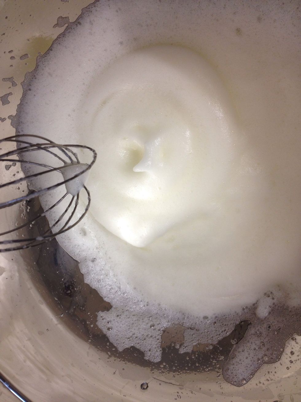 Whisk the whites until they stand in soft peaks.