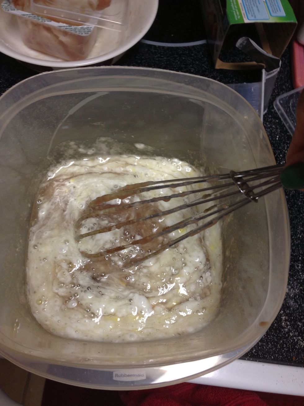 Whisk to a fluff. ( yes I had to change bowls, my other one was too small)