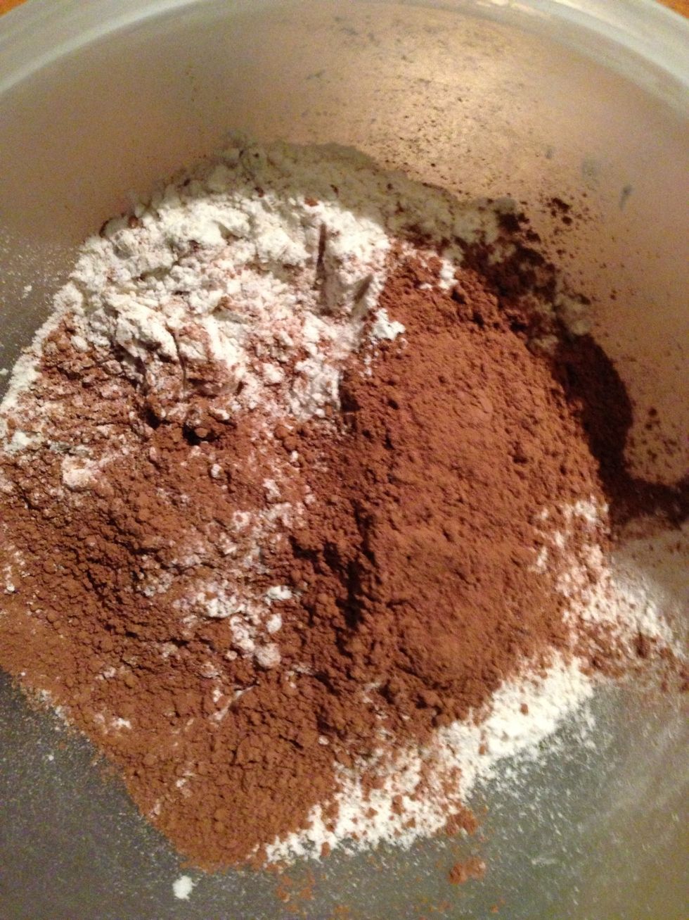 Whisk together cocoa powder, flour, and salt.