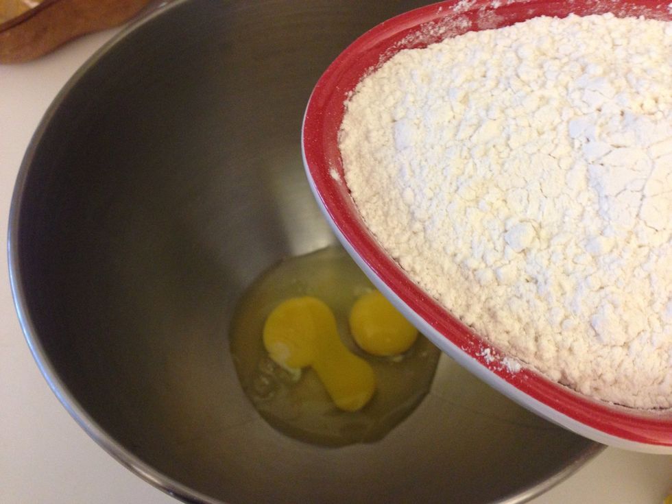 Whisk together flour and eggs