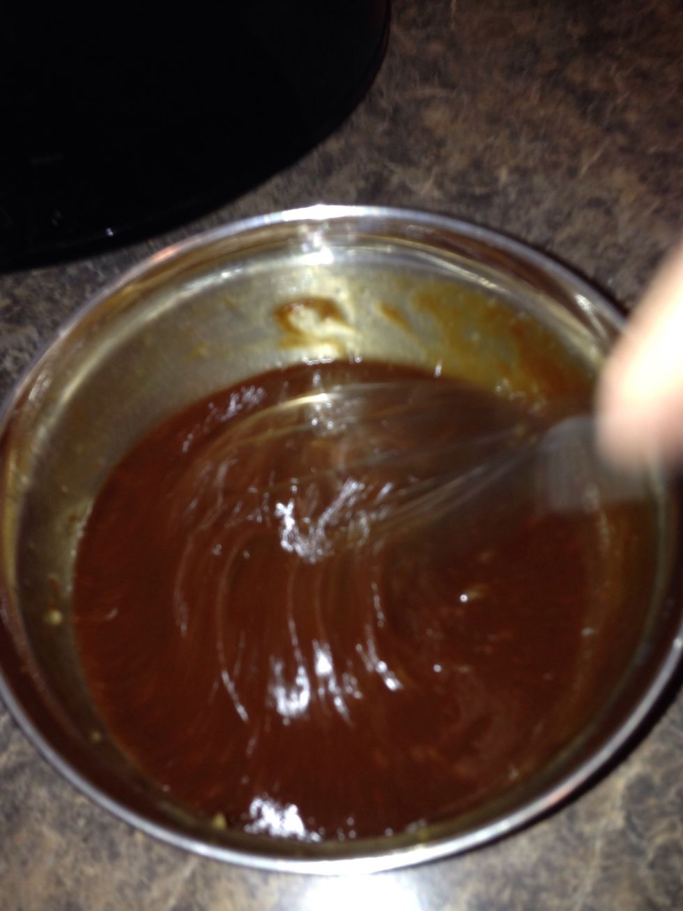 Whisk together until the brown sugar is mixed in well.