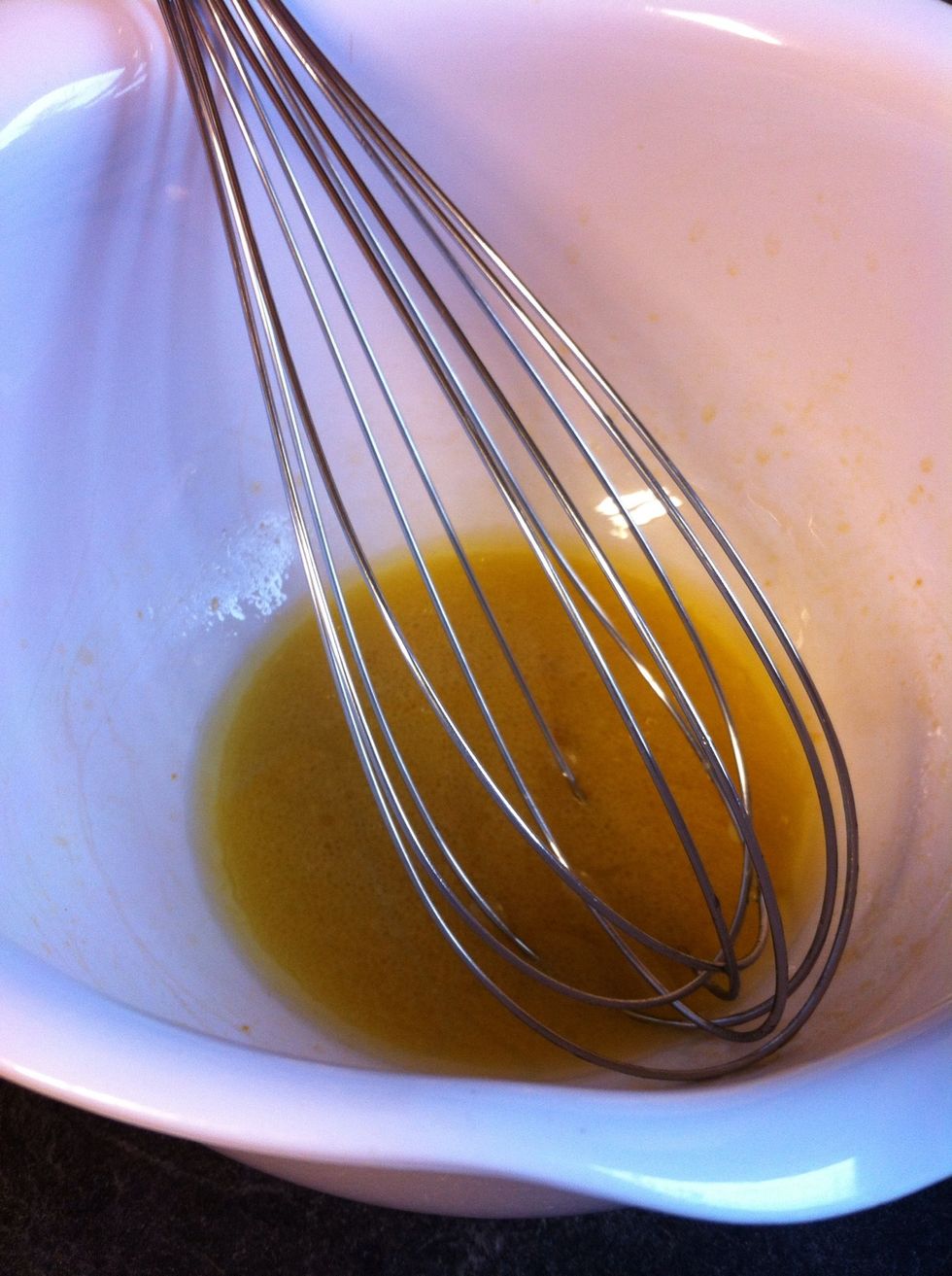 Whisk together vinegar, mustard, and reserved cooking liquid. Add oil in a slow, steady stream, whisking constantly until emulsified.