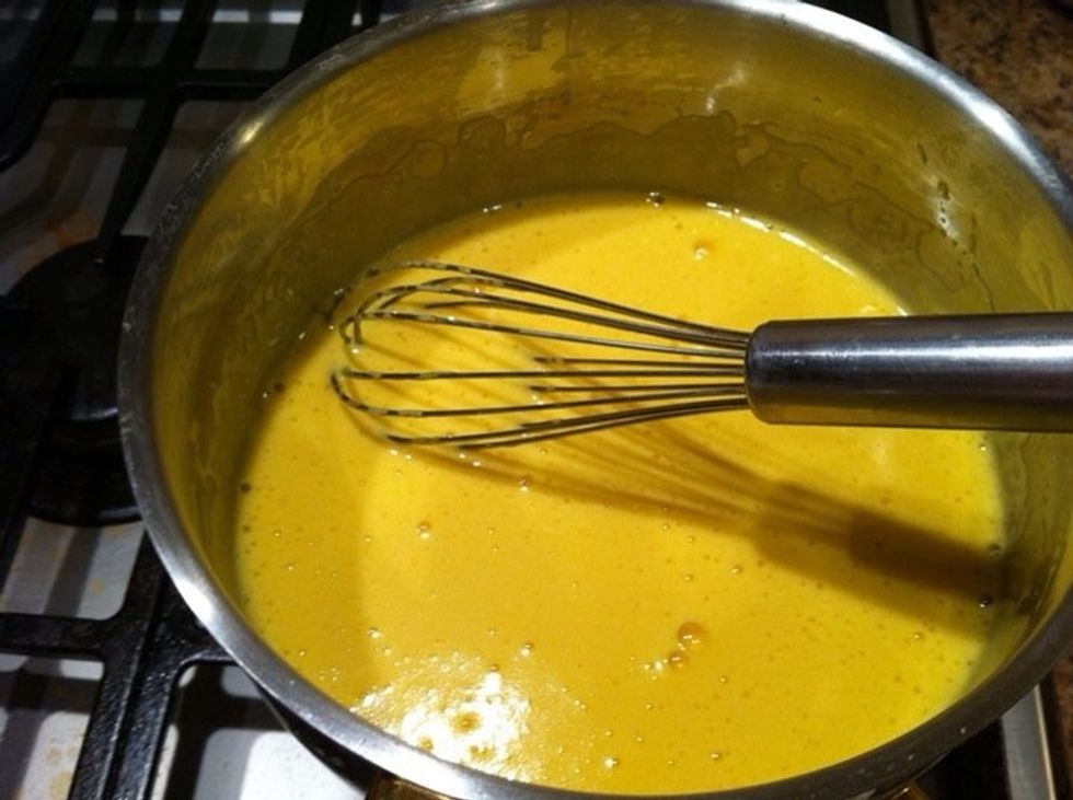 Whisk until mixture becomes more white and ribonny.