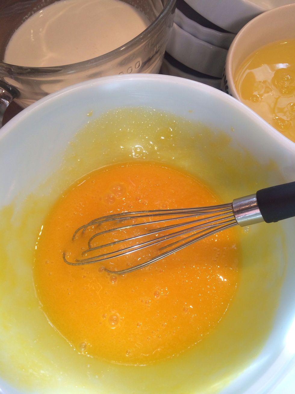 Whisk until the sugar is well blended.