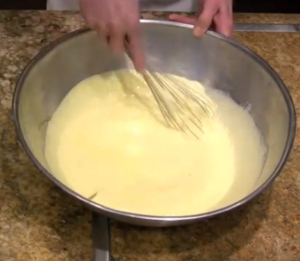 Whisk until well incorporated. Be careful not to whip too much or mixture will become too incorporate and your batter will contain too much air.