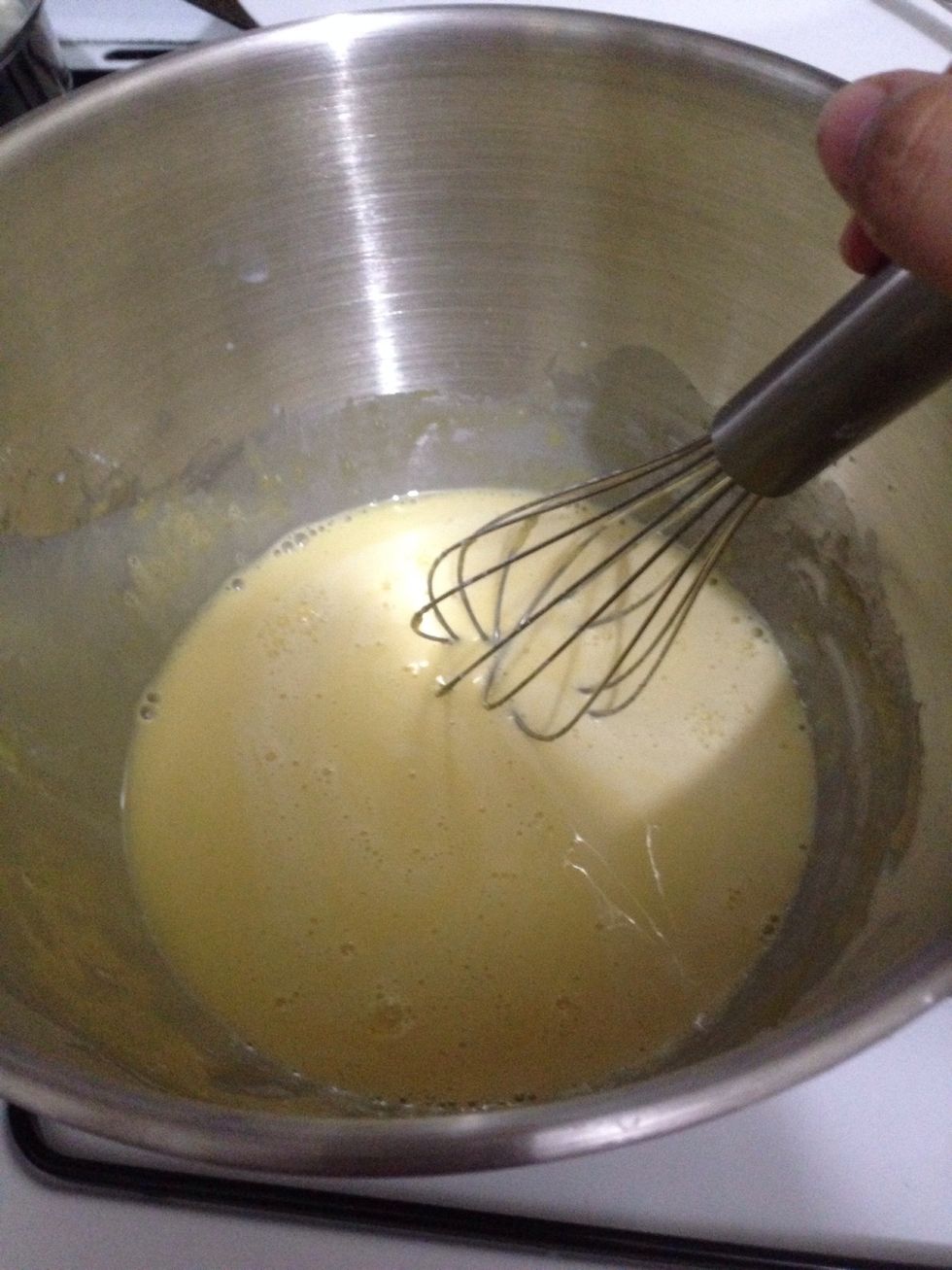 Whisk whisk whisk the egg mixtures so they wont curdle and make scramble egg