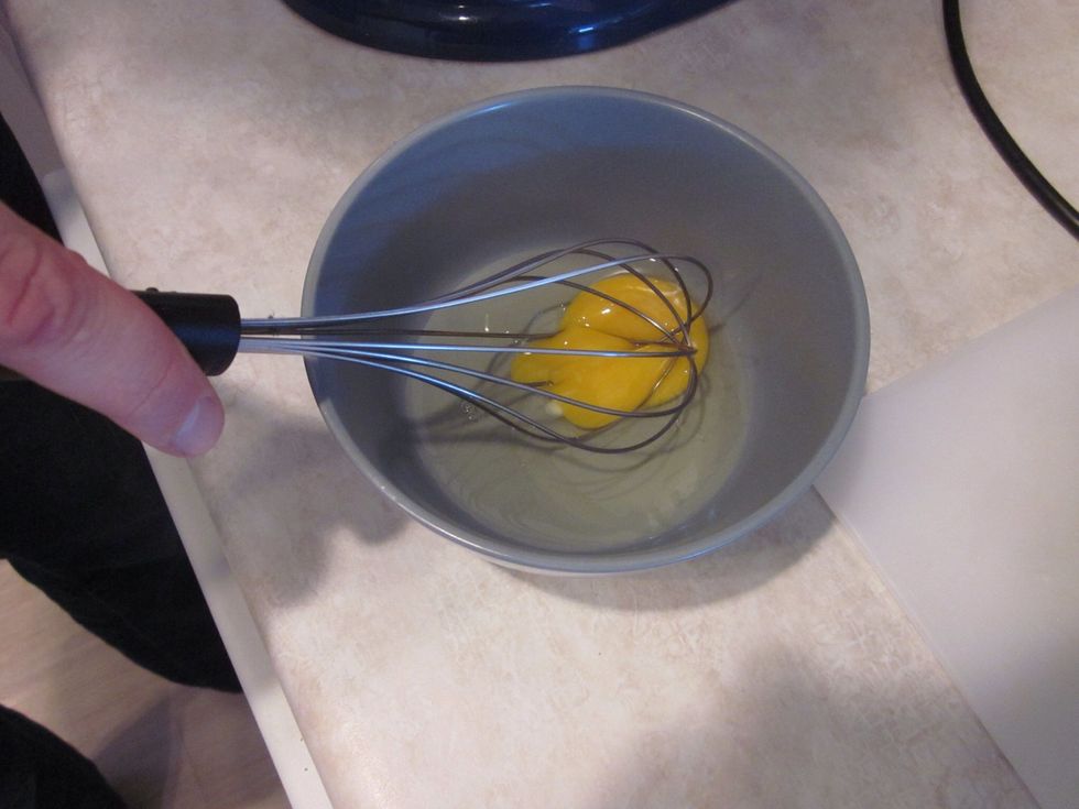 Whisk your egg a bit in a separate bowl.