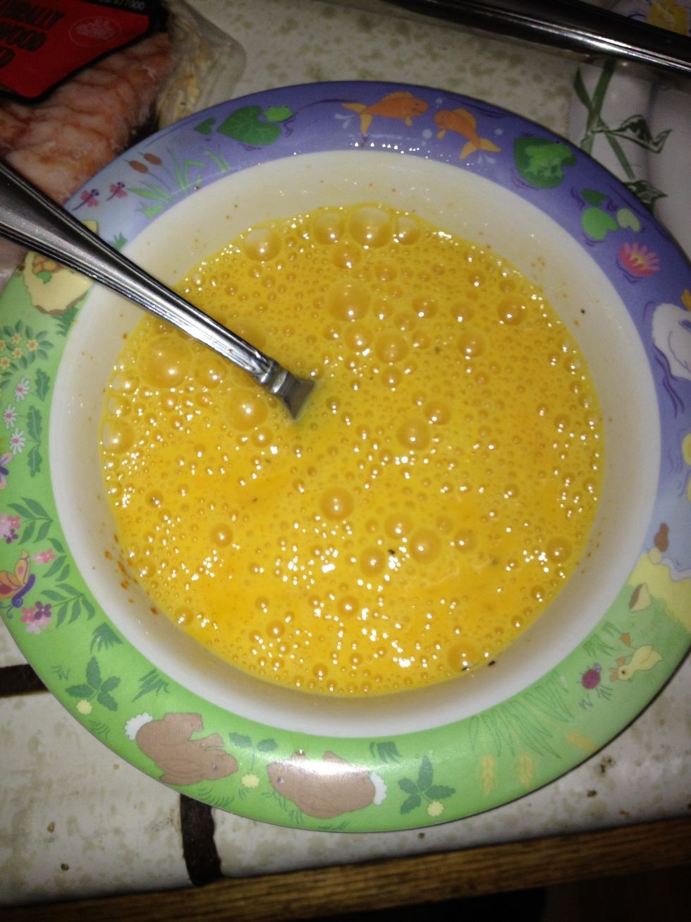Whisk your eggs thoroughly before putting in pan this Is what makes your eggs fluffy! Not by adding milk like some say.