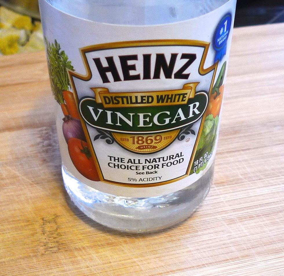 White vinegar for blanching and cooking the pickled vegetables.