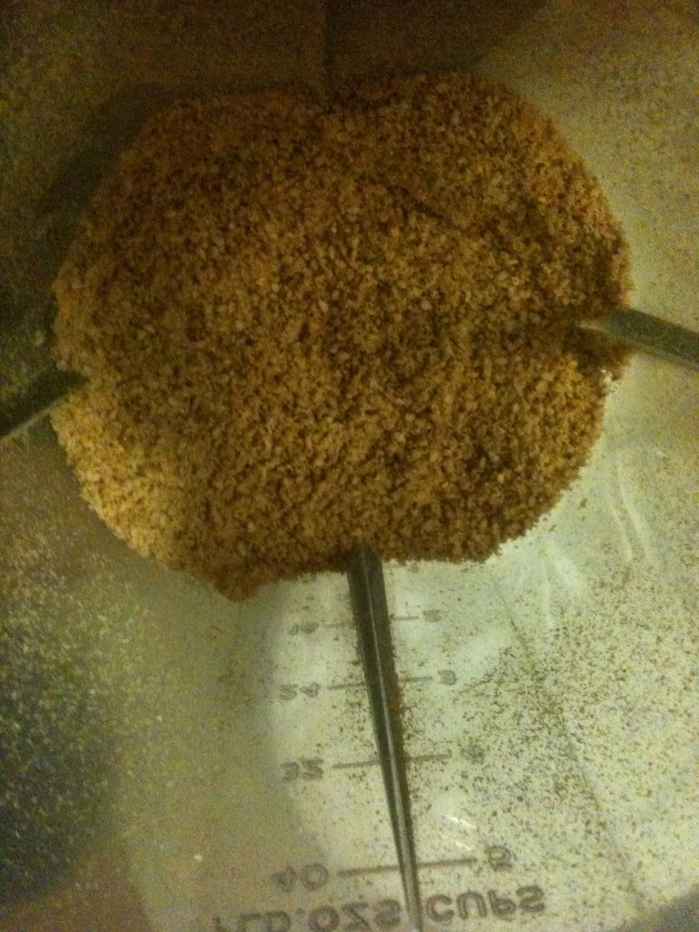 Whizz it all up. When done, taste to see if you're happy with the amount of salt. Add more if not. A food processor may work better than a blender - I haven't tried it.