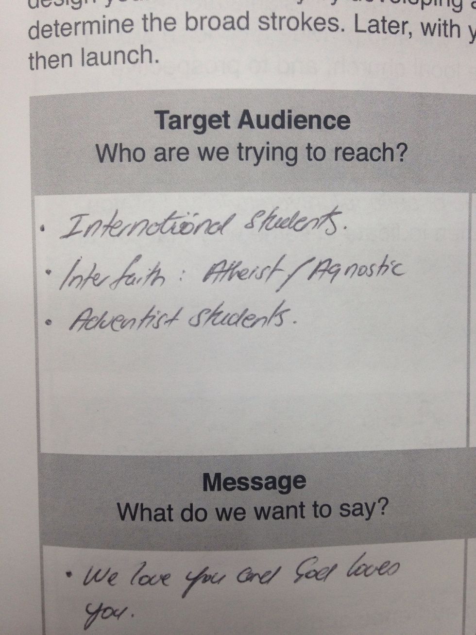 Who are you trying to reach? (Target Audience) Eg. International students, minorities or interfaith.