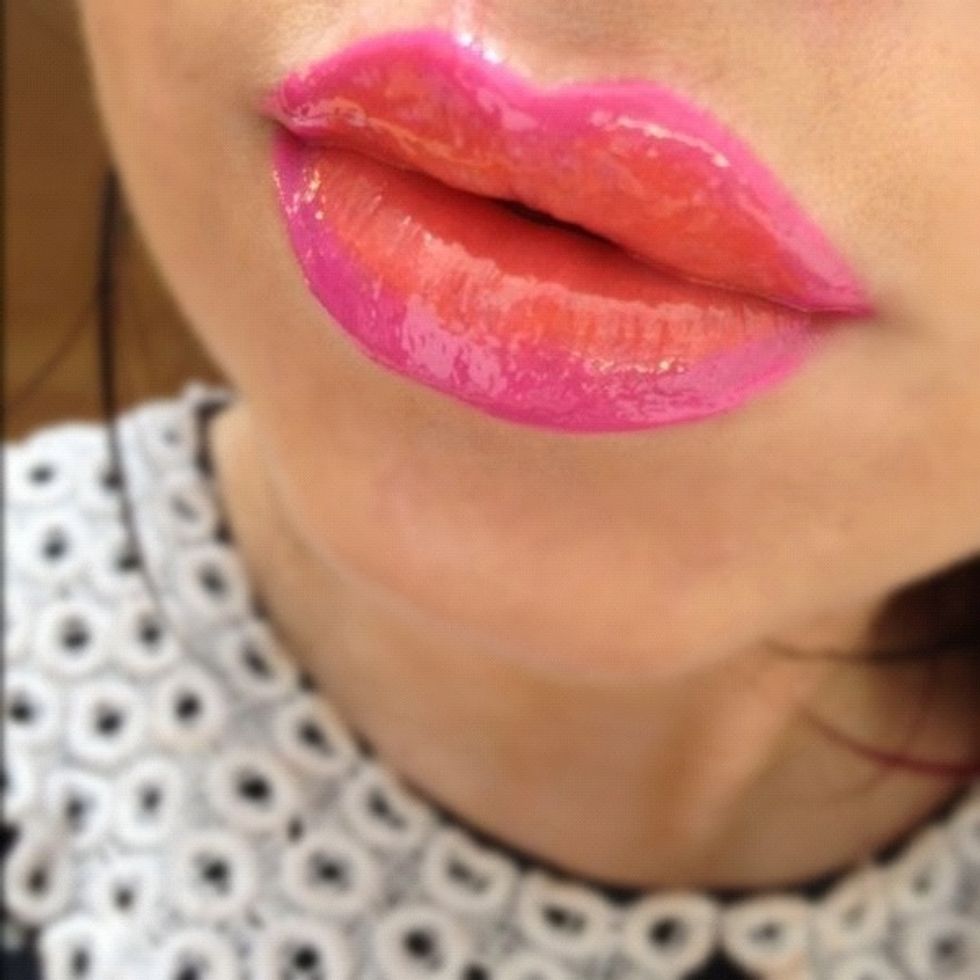 Why not try two toned pink and orange lips for a fun bright look? Follow my makeup world on Facebook: guys: Karla Powell Make-up Artist \ue328