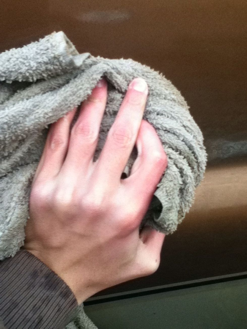 Wipe down the vehicle with a wet rag.