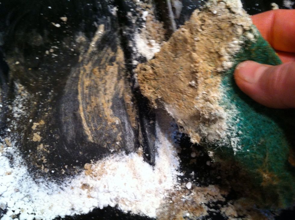 Wipe up all the grease.