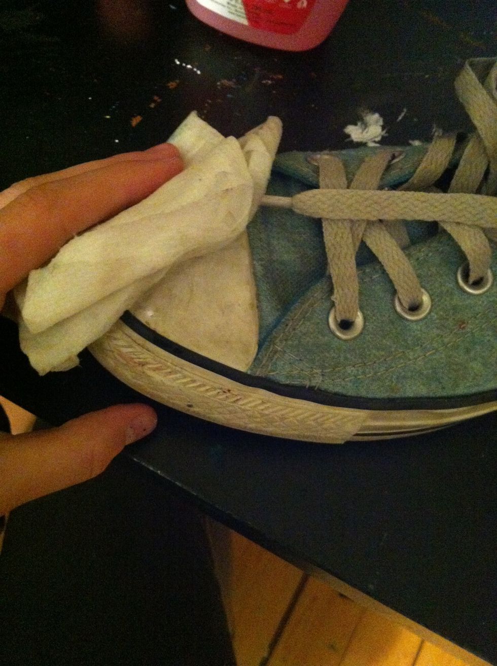 Wipe with a wet paper towel