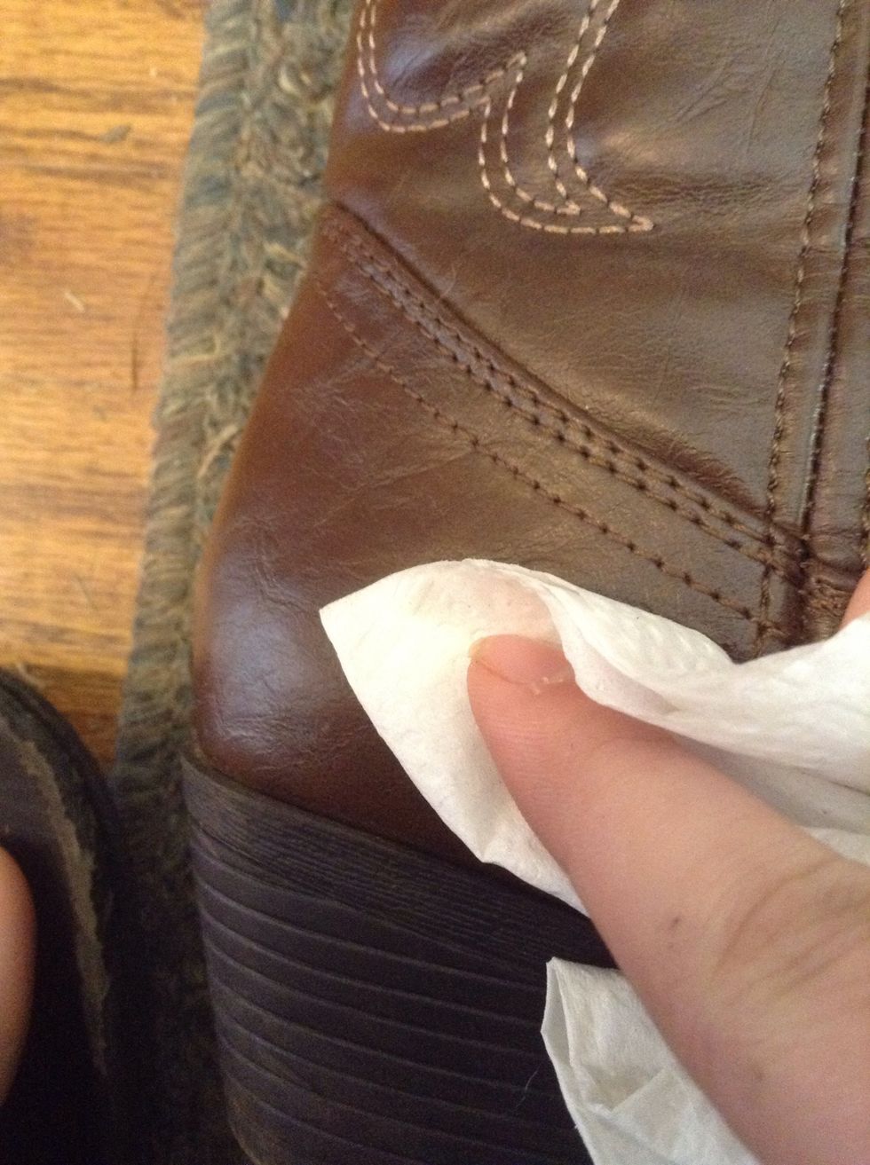 Wipe with dry napkin or paper towel