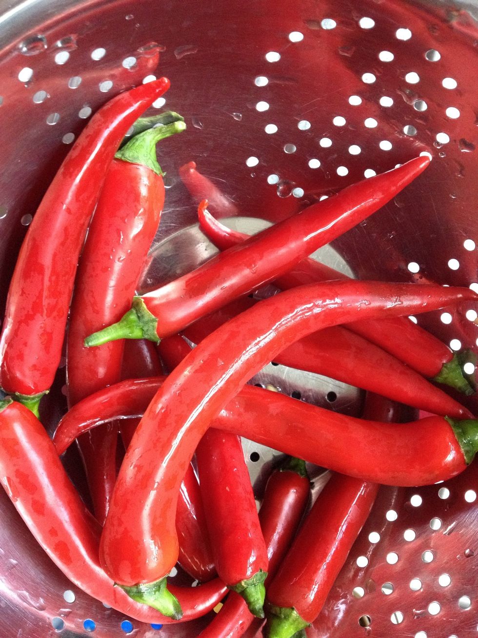 Wish your peppers and let them dry