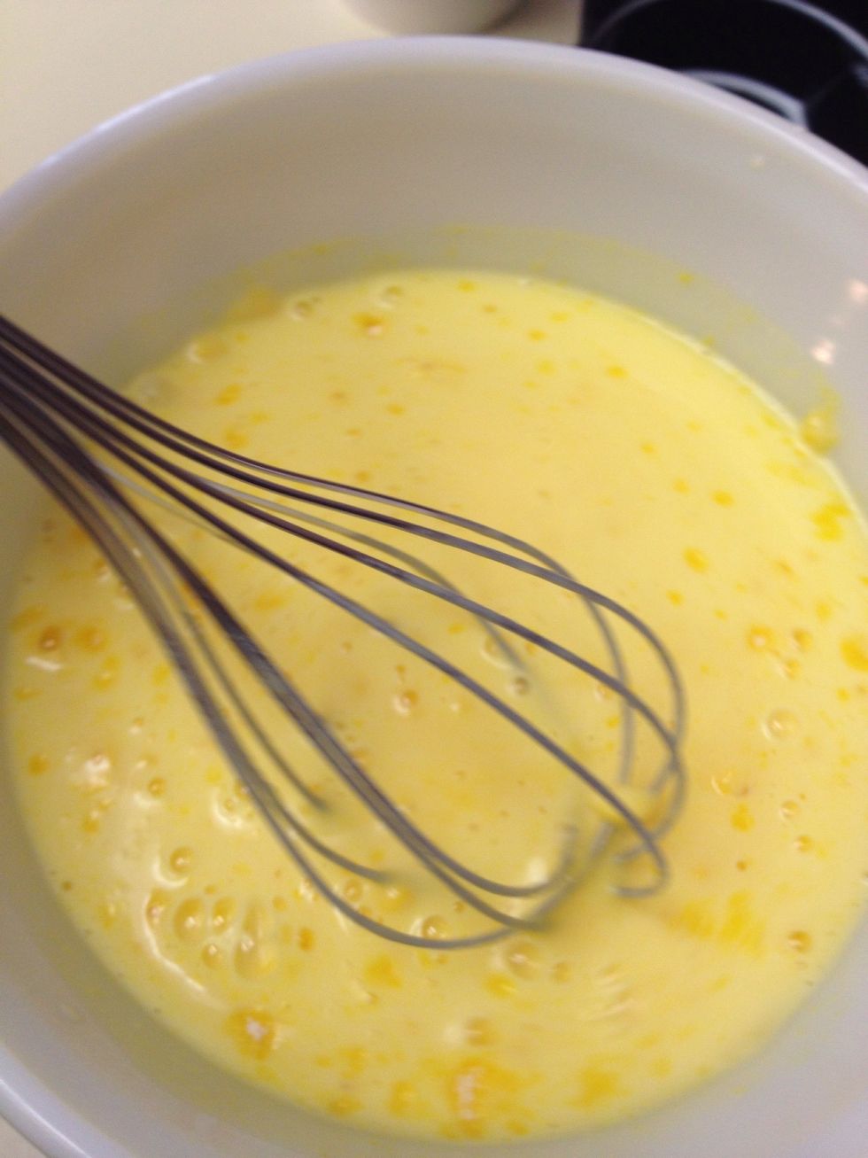 Wisk until creamy and place in refrigerator.
