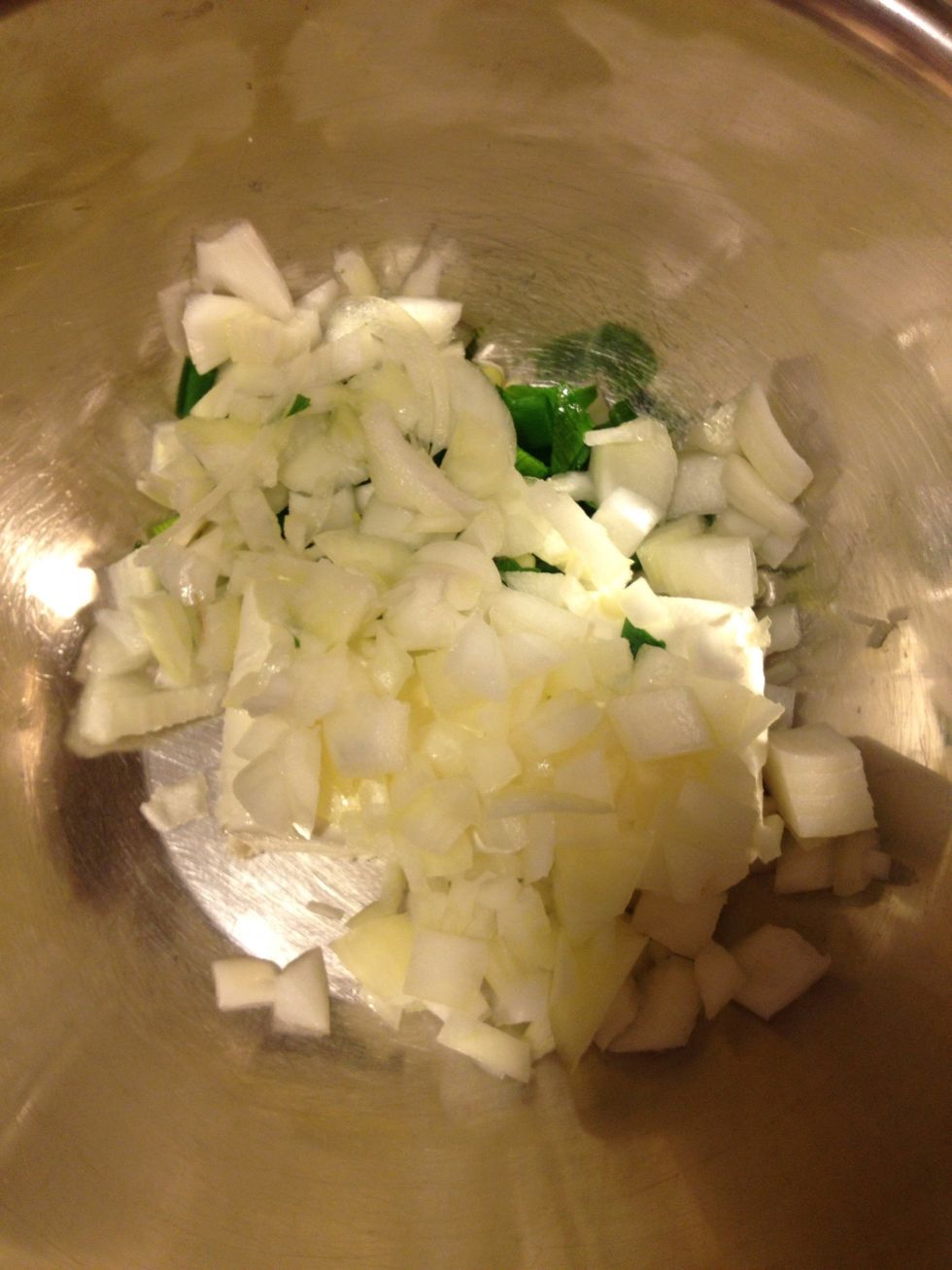 With 1/2 yellow onion chopped