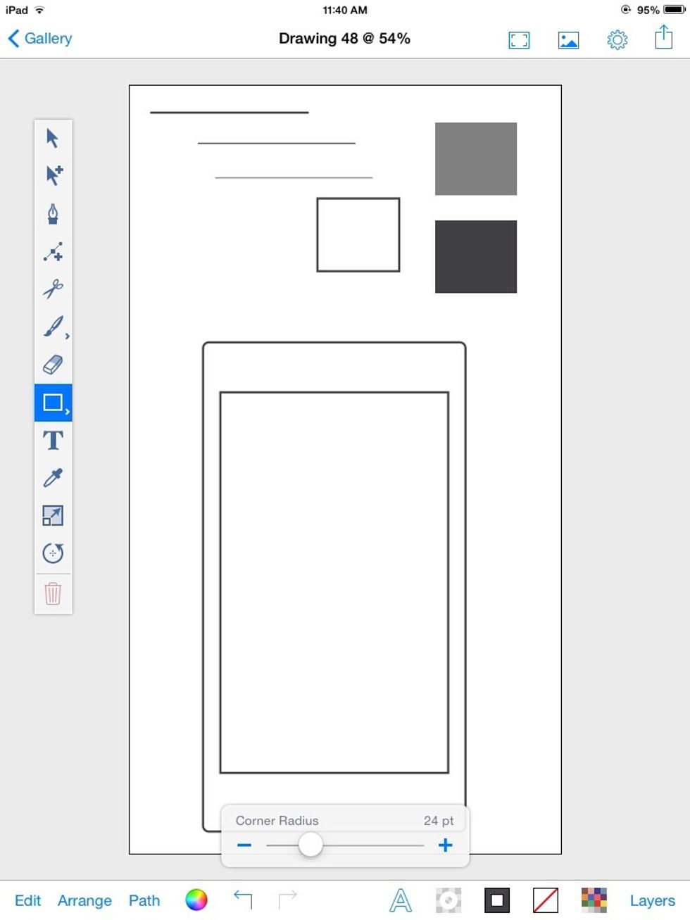 With a 0pt corner radius, draw the internal screen.