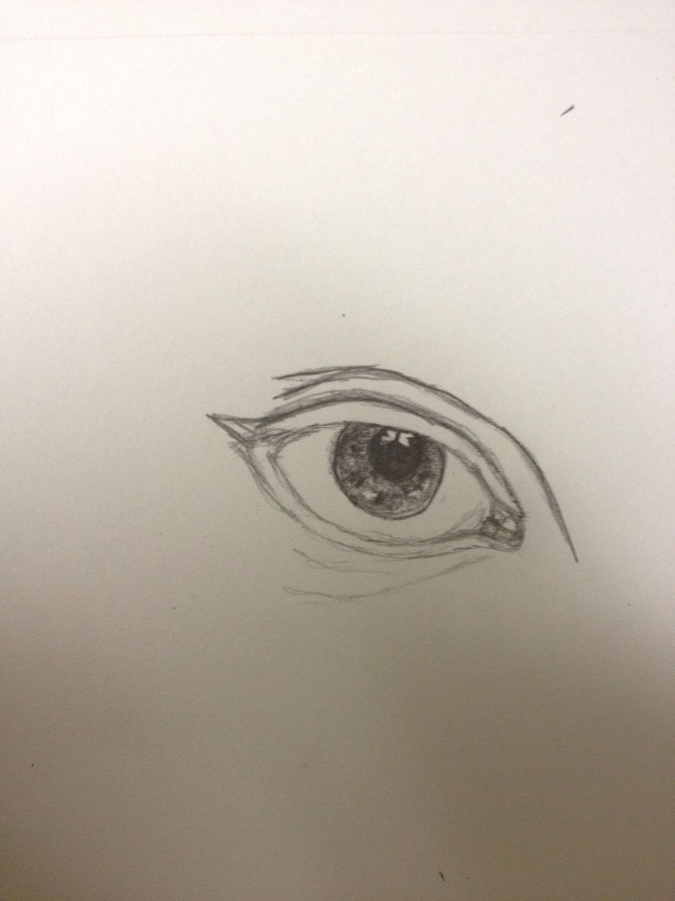 With a 8b or HB pencil, lightly fill/shade the iris