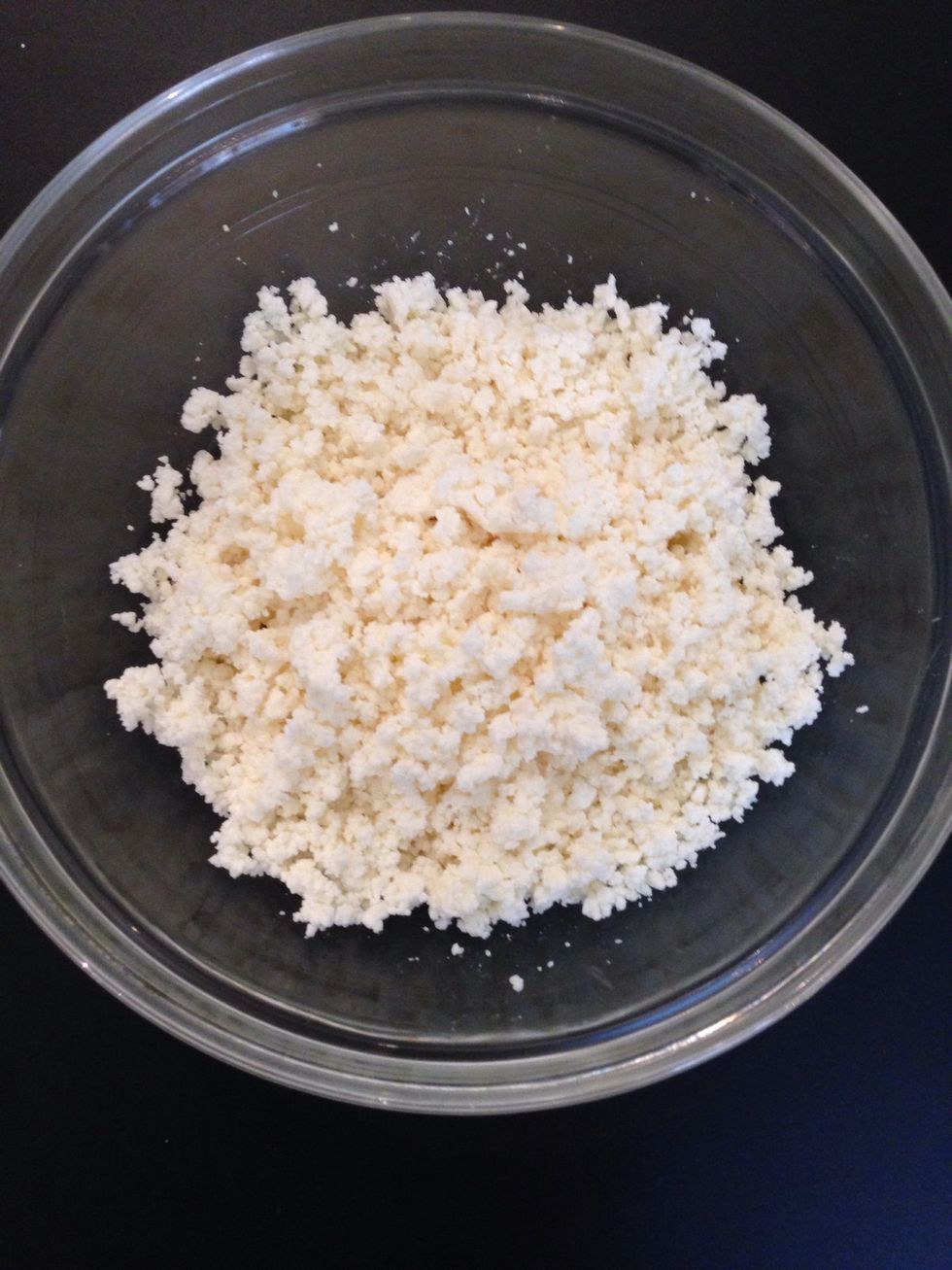 With a fork reduce the cheese into crumbles