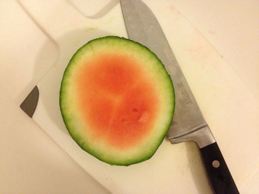 With a knife, lop off the top.