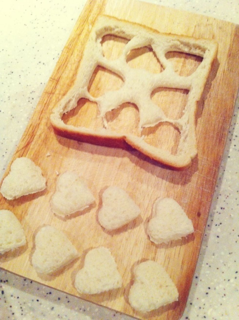 With a mini heart-shaped mould, cut out little hearts.