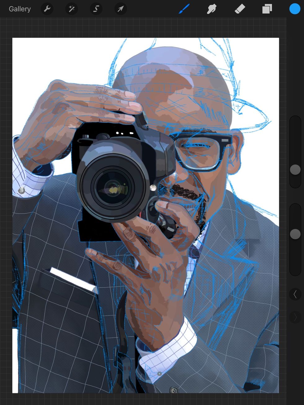 With a new layer I sketch over my painting.