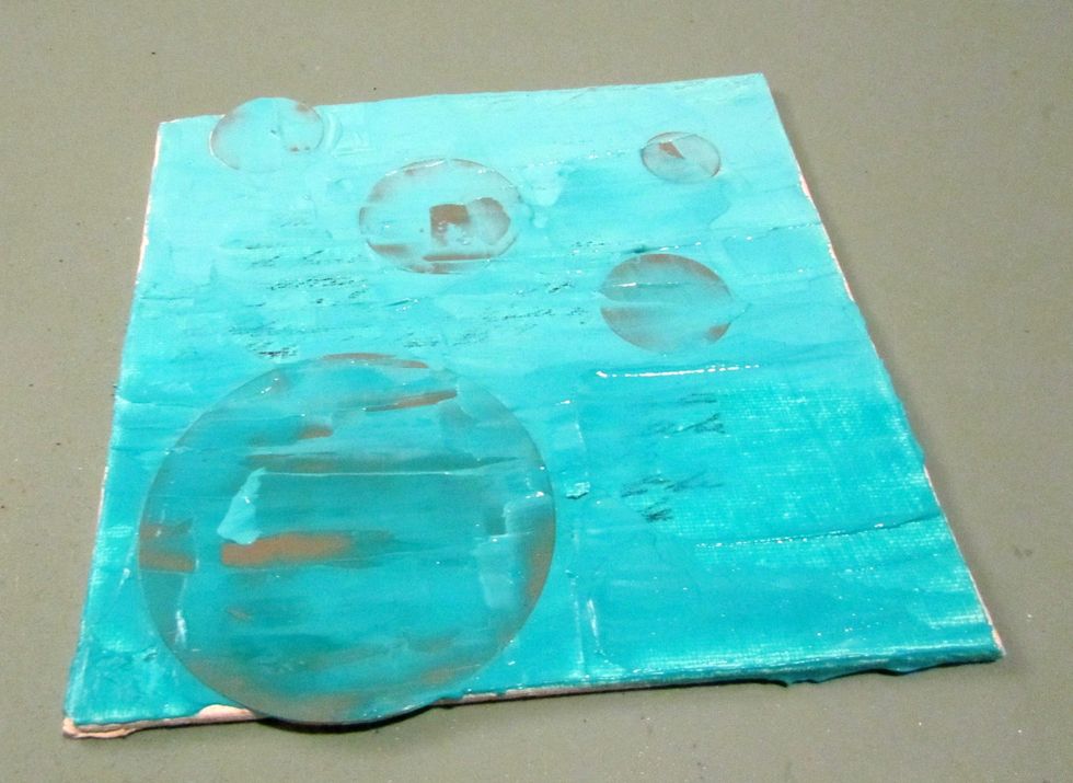 With a palette knife I started with the darkest on the bottom and spread the color over the entire canvas.