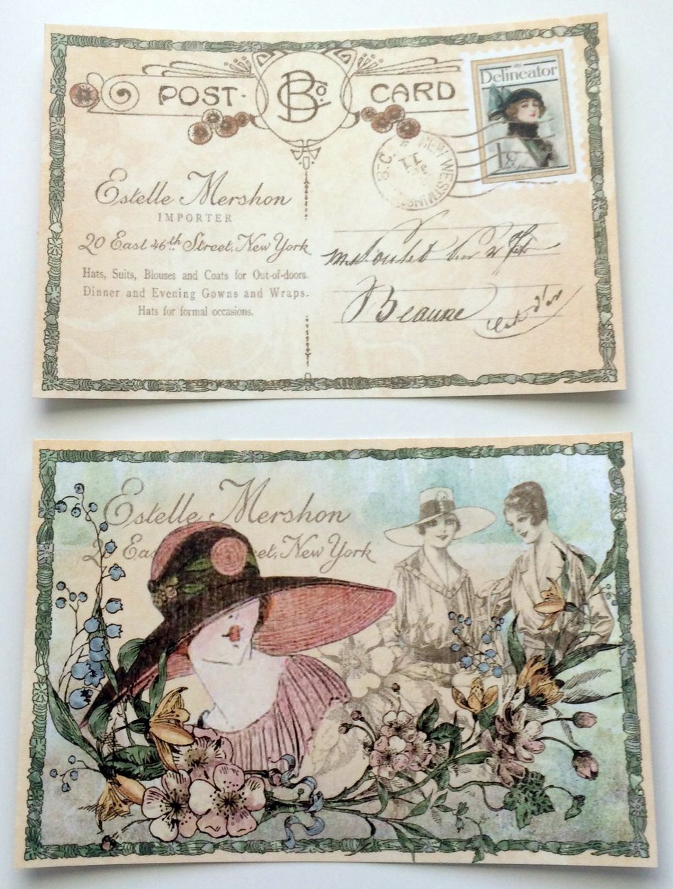 With a paper trimmer cut out the post card and decorative post card from the Ageless Beauty paper.